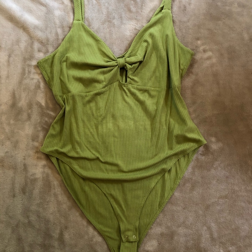 Forever 21 Ribbed Green Bodysuit